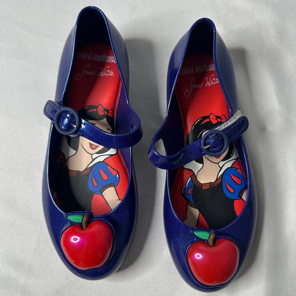 Mini Melissa Snow White Heels Disney Mary Jane Apple Shoes Kids Size 12 USA